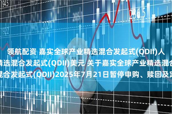 领航配资 嘉实全球产业精选混合发起式(QDII)人民币,嘉实全球产业精选混合发起式(QDII)美元 关于嘉实全球产业精选混合发起式(QDII)2025年7月21日暂停申购、赎回及定期定额投资业务的公告